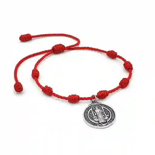 Pulsera 7 Nudos Hilo Rojo San Benito Protección Buena Suerte