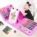 Kit De Pintura Para Niños De 208 Pcs Set De Arte Rosa