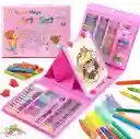 Kit De Pintura Para Niños De 208 Pcs Set De Arte Rosa