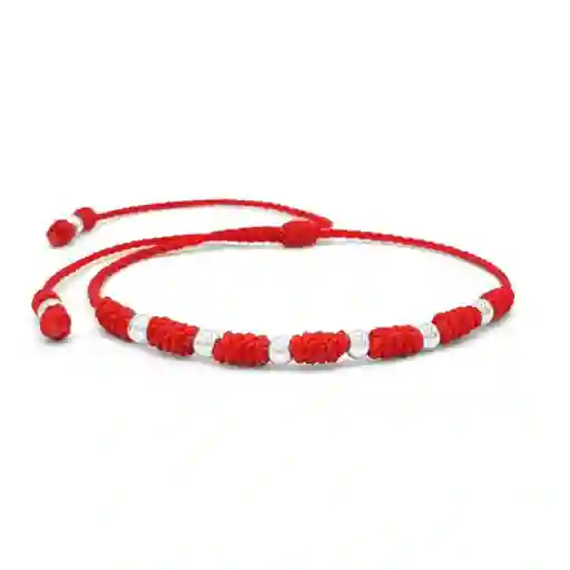 Pulsera 7 Nudos Hilo Rojo Plata Italiana 925 De 4mm