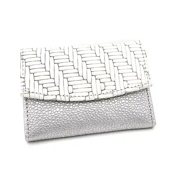 Billetera Plateada Para Dama Cuero Autentico