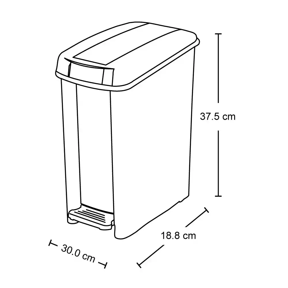 Basurero Pedal Delgado 10 Litros Blanco