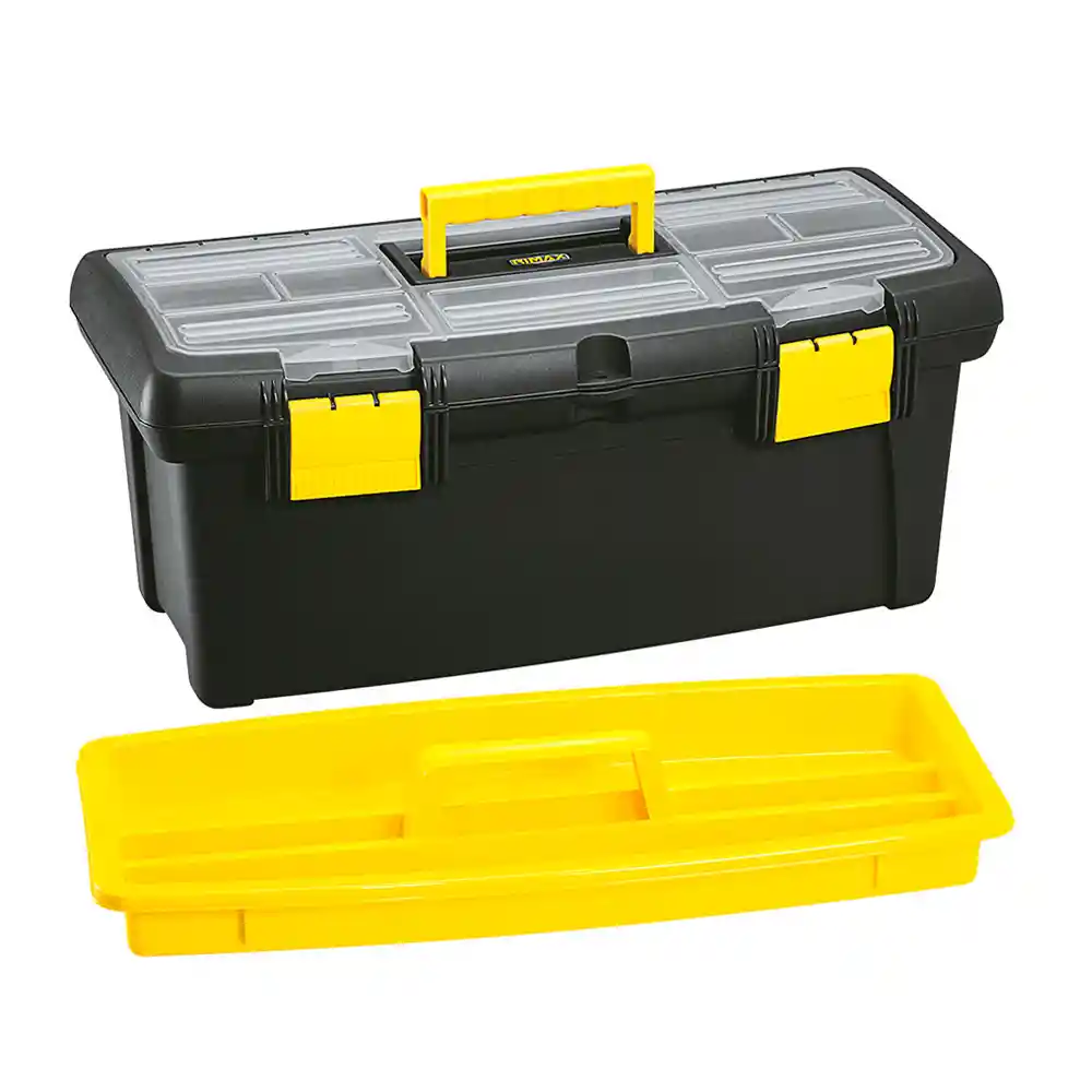 Caja Herramientas 22" Con Tapa Organizadora Negra