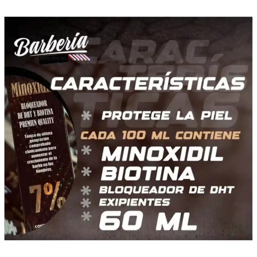Tónico Minoxidil Al 7% Crecimiento Para Barba
