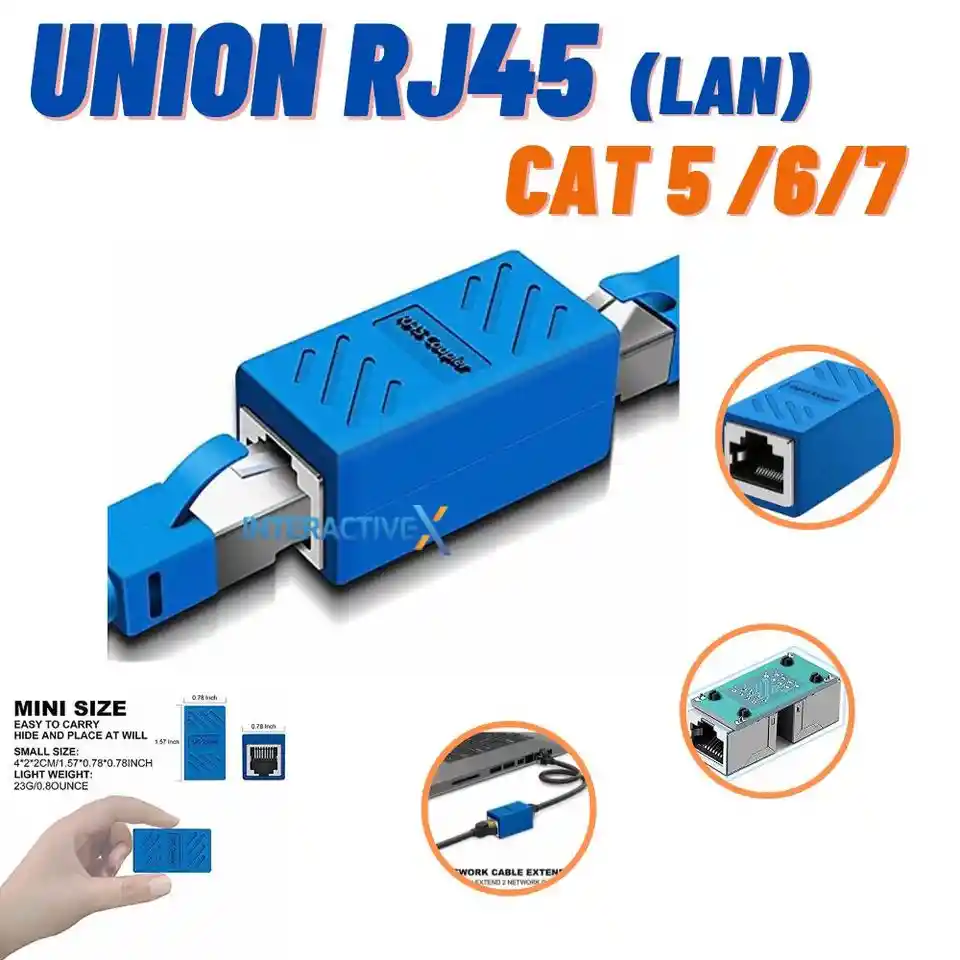 Union Rj45 Hembra Hembra Cat 7, 6 ,5 / Union Lan/ Acople Rj45 Cable Internet