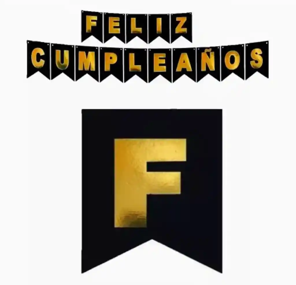 Letrero Feliz Cumpleaños Fiesta - Banderin Letras Doradas