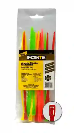 Amarre Plastico Colores Surtidos (15 Und) 4,6x200mm Forte