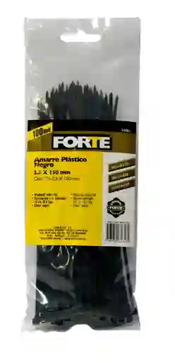 Amarre Plastico Negro (100 Und) 2,5x150mm Forte