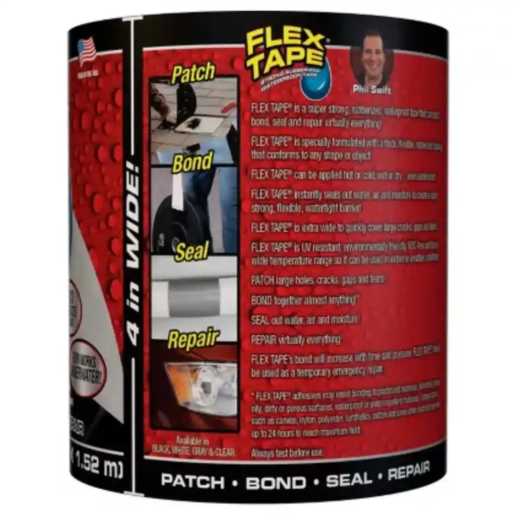 Cinta Sellante Negra 4-pulg X 1.52mt Flex Tape