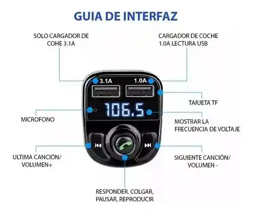 Transmisor Fm Para Carro Bluetooth X8 Modulador Fm Usb Carga