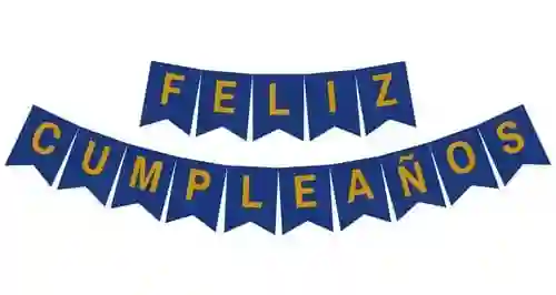 Banderin Feston Feliz Cumpleaños Azul Mate Letras Doradas