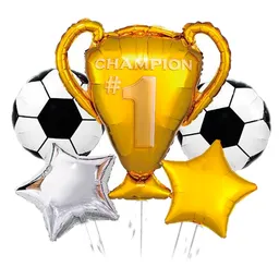 Set X5 Globos Copa Futbol Metalizado Fiesta Decoración Diseño Aleatorio