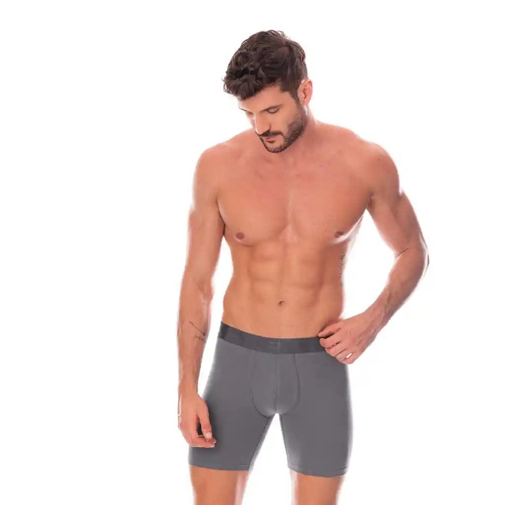 Boxer Largo Algodón/elastano Hombre Gris Fondo 24044