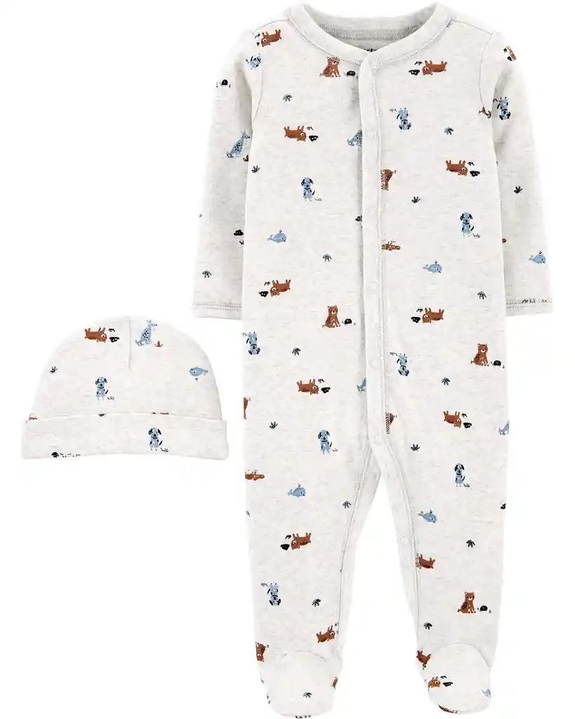 Ropa Carter Pijama 2 Pzs Perrito Gris 9 Meses