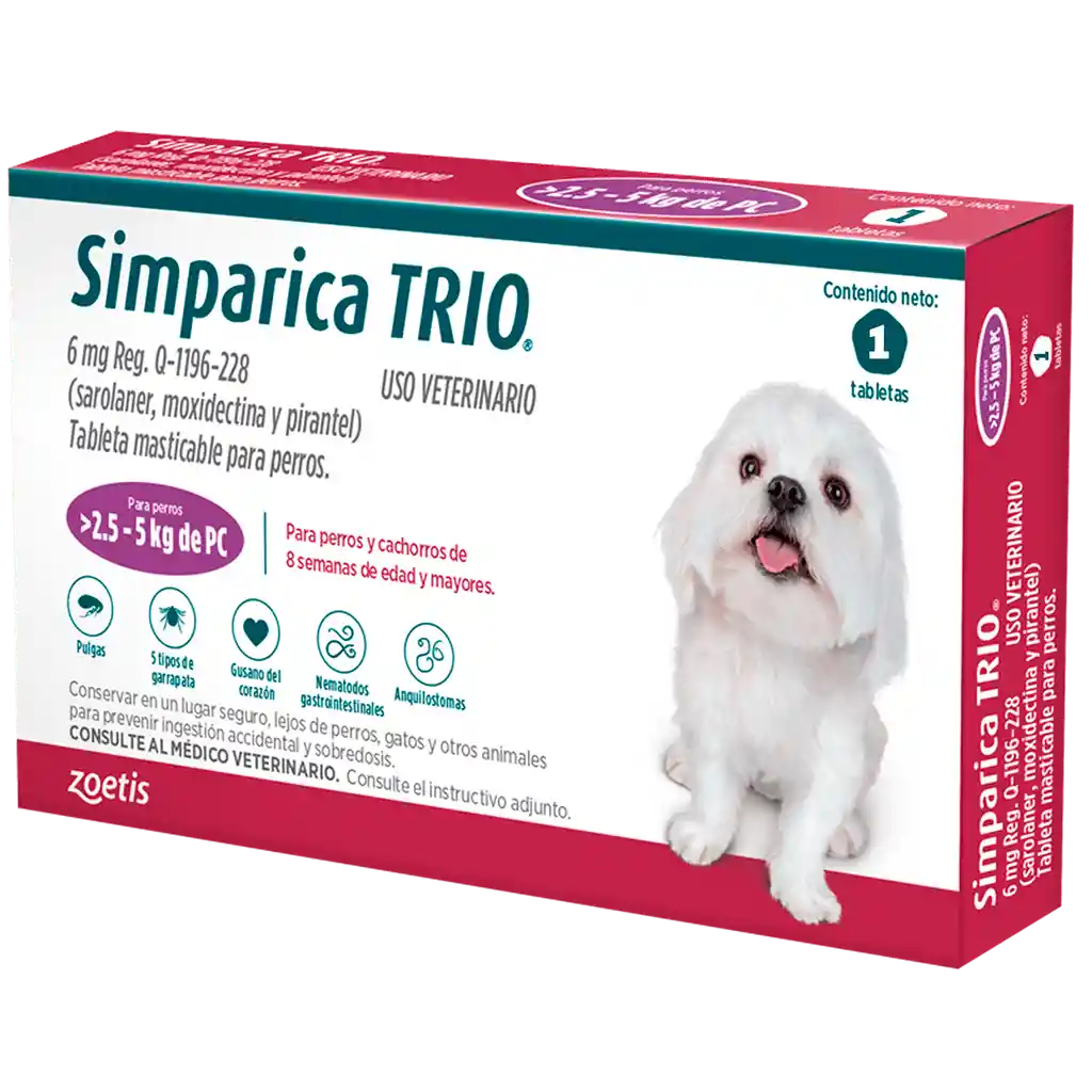 Simparica Trio Perro 2.5-5 Kg