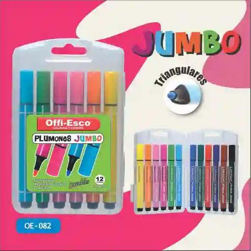 Caja De Plumones Offiesco Jumbo Gruesos X12 Unds Lavables