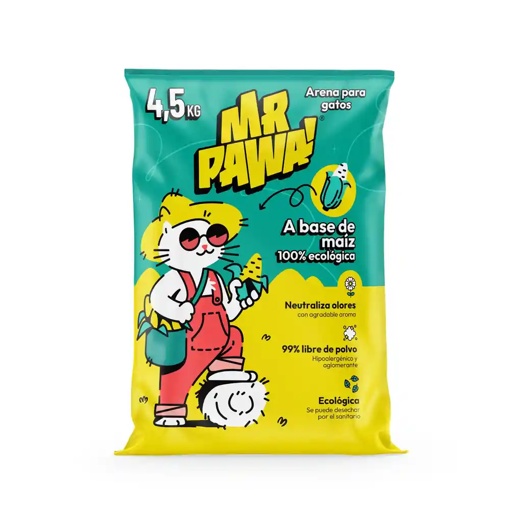 Arena Sanitaria Para Gatos Ecológica A Base De Maíz 4.5 Kg