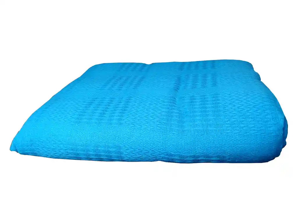 Sobre Cama Cobija Piqué Galleta Azul Claro 100% Algodón Cama Doble