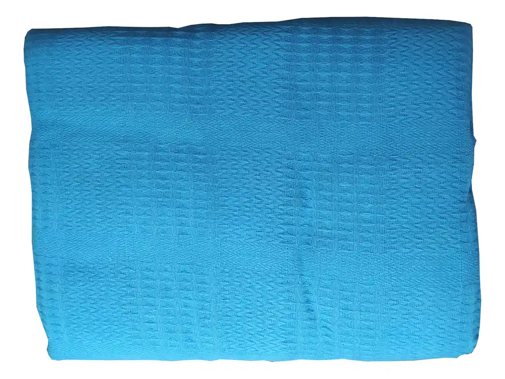 Sobre Cama Cobija Piqué Galleta Azul Claro 100% Algodón Cama Doble