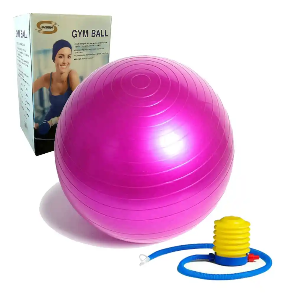 Balón Pilates 75 Cm Pelota Abdominal Yoga Terapia + Inflador - Rosado