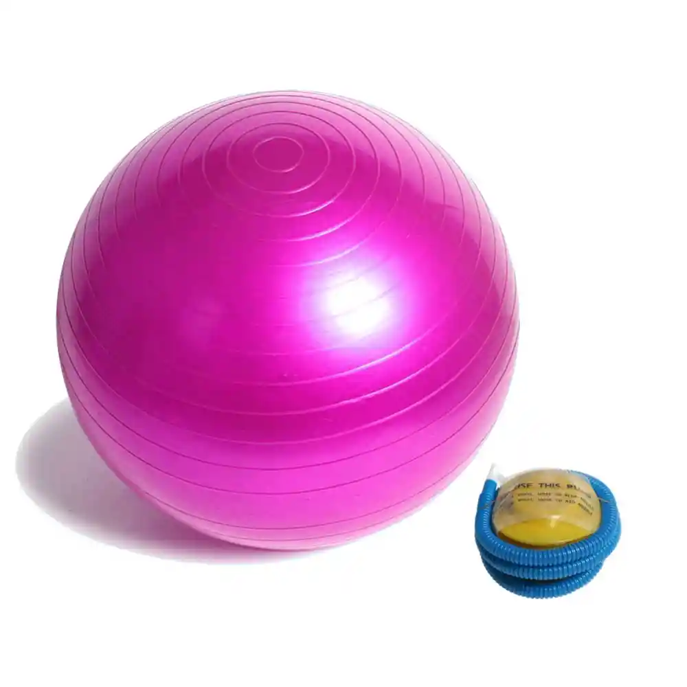 Balón Pilates 75 Cm Pelota Abdominal Yoga Terapia + Inflador - Rosado