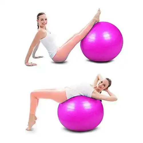 Balón Pilates 75 Cm Pelota Abdominal Yoga Terapia + Inflador - Rosado