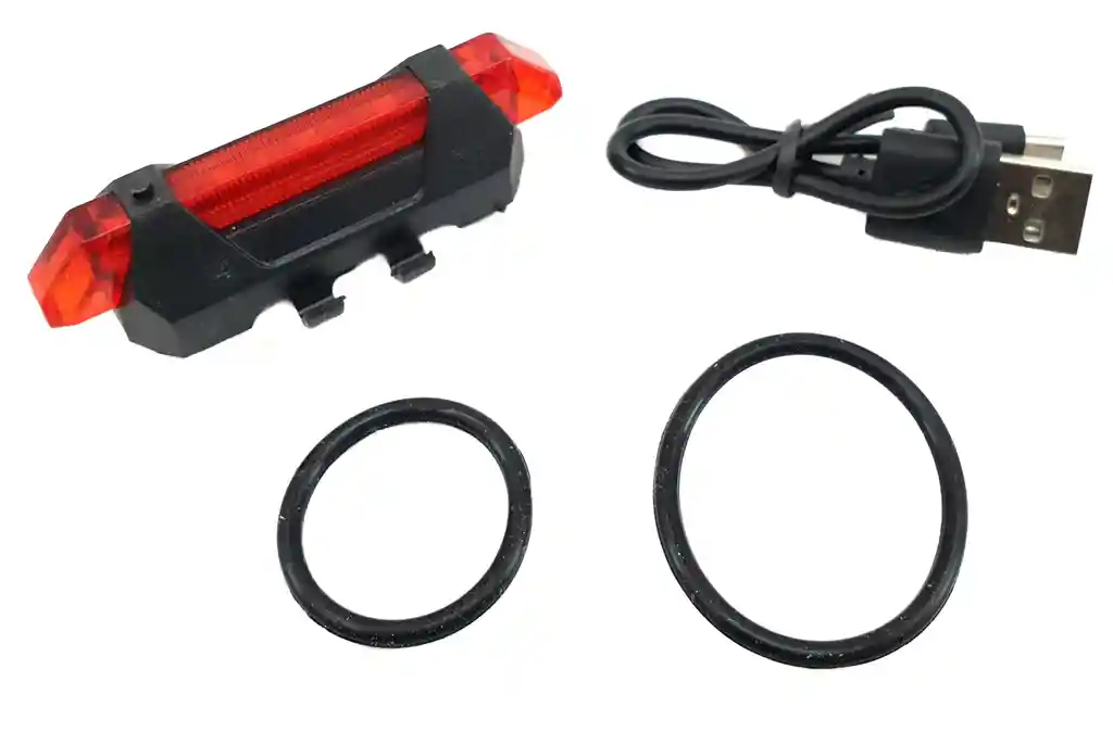 Luces Para Bicicleta Delantera Con Pito Naranja + Luz Trasera Led Roja