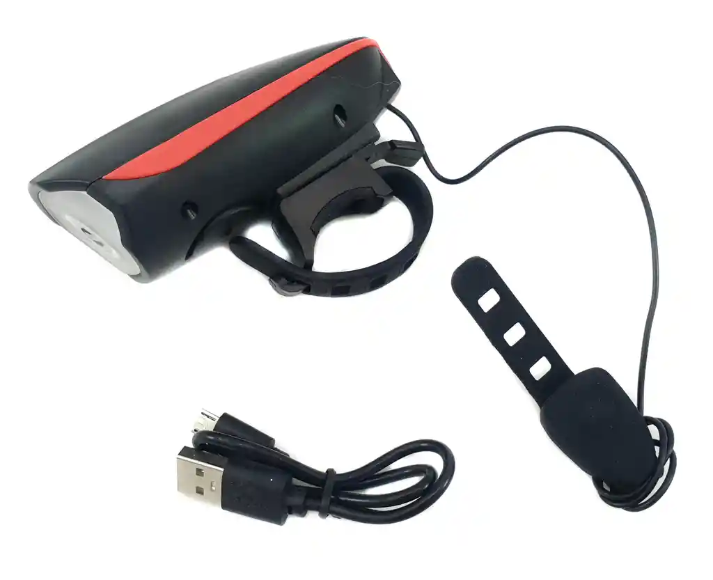 Luces Para Bicicleta Delantera Con Pito Roja + Luz Trasera Led Roja