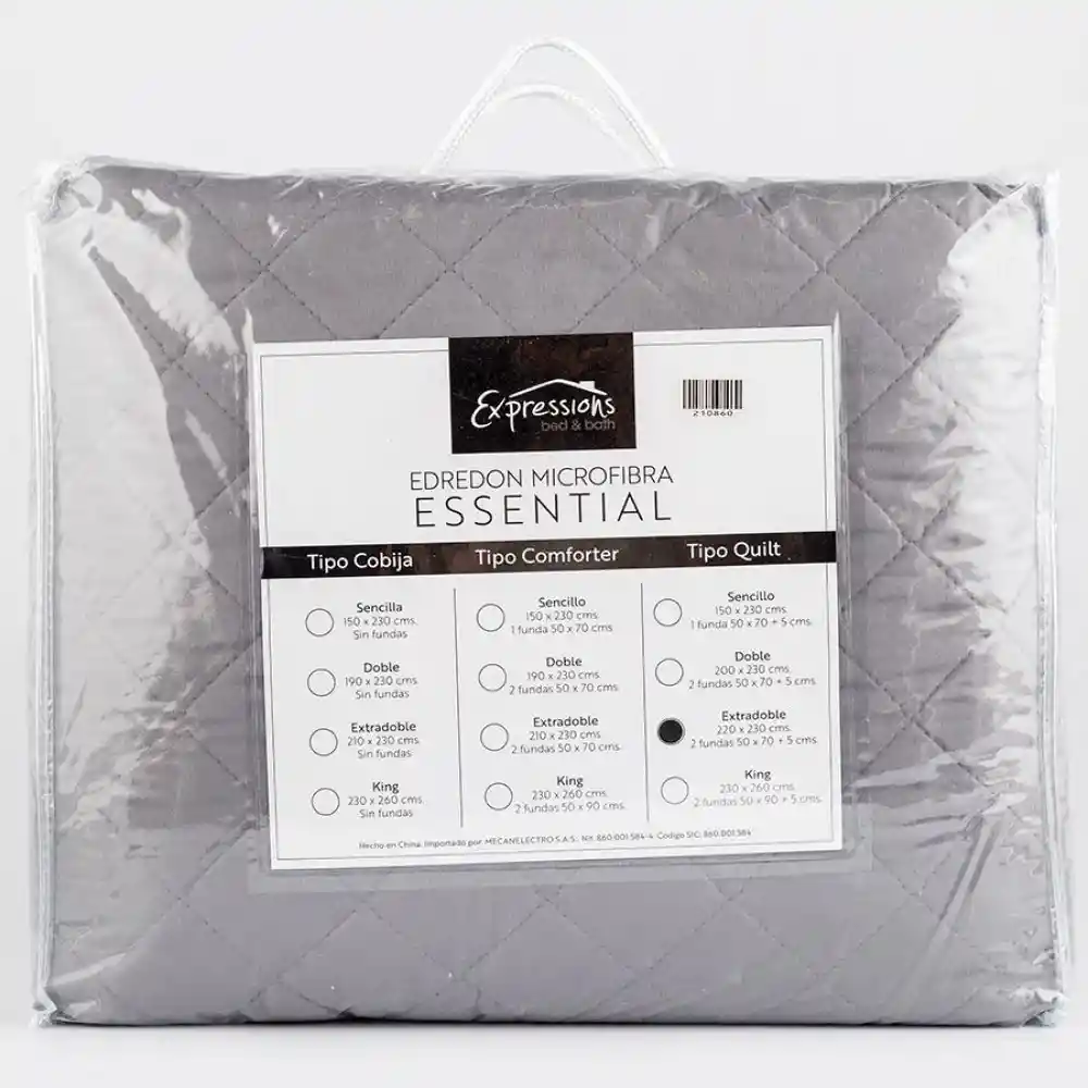 Cubrecama Expressions Queen Gris