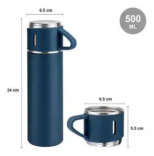 Termo Portátil En Acero Inoxidable Set 3 Piezas 500ml 12h