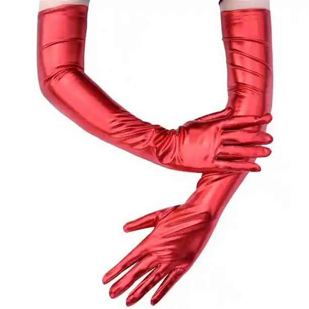 Guantes Metálicos Lencería Disfraz Sexy Rojos