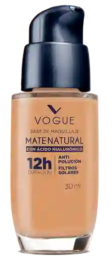 Base De Maquillaje Mate Natural Vogue Con Ácido Hialurónico Tono Bronce 30Ml