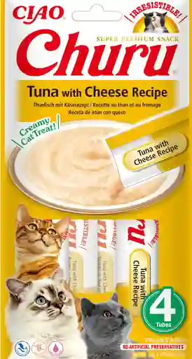 Inaba® Cat Snack Churu Tuna With Cheese Recipe (4 Tubos De 14 Gr)