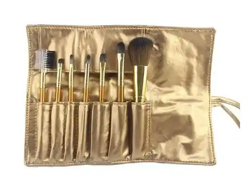 Kit De Brochas Para Maquillaje Rostro Profesional Doradas X7