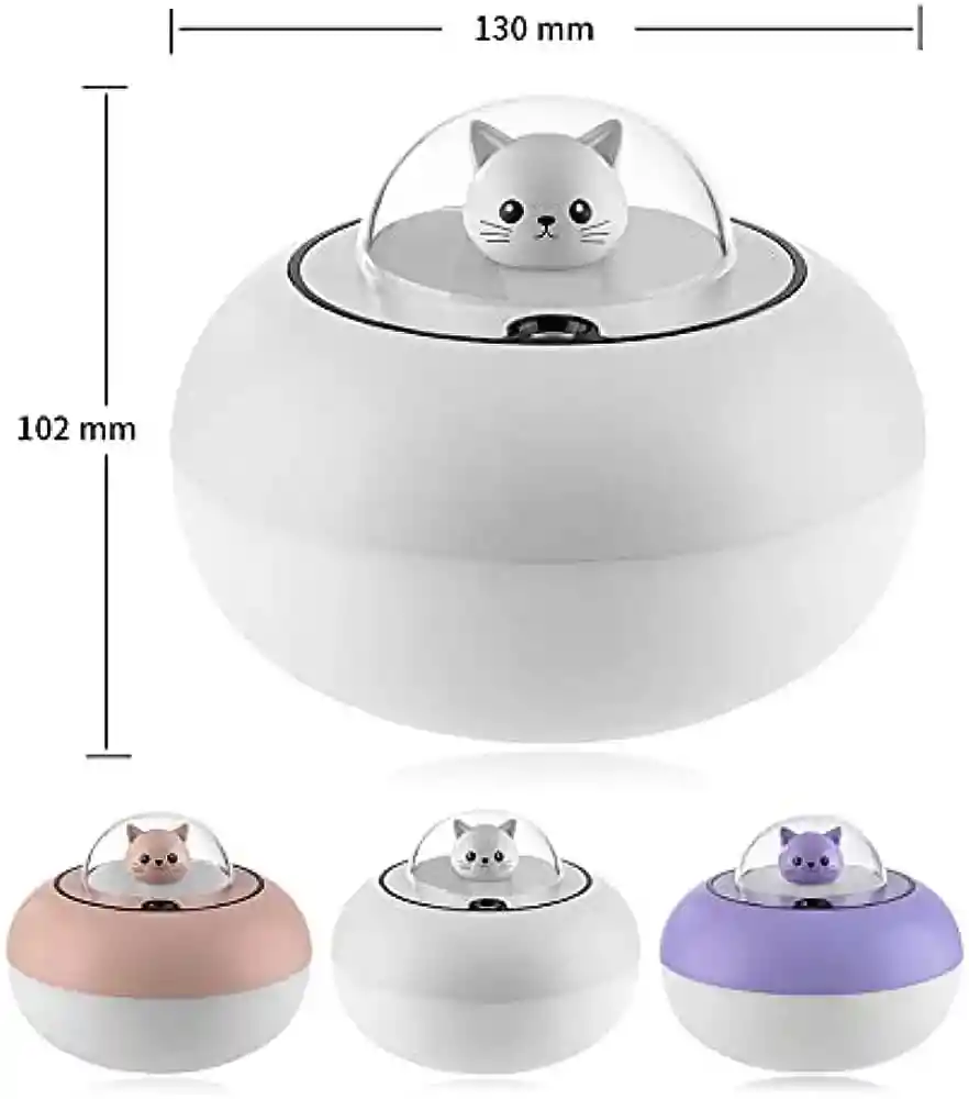 Humidificador Tierno Gatico Eléctrico Usb Con Lámpara Led Para El Hogar Aromaterapia Y Niños