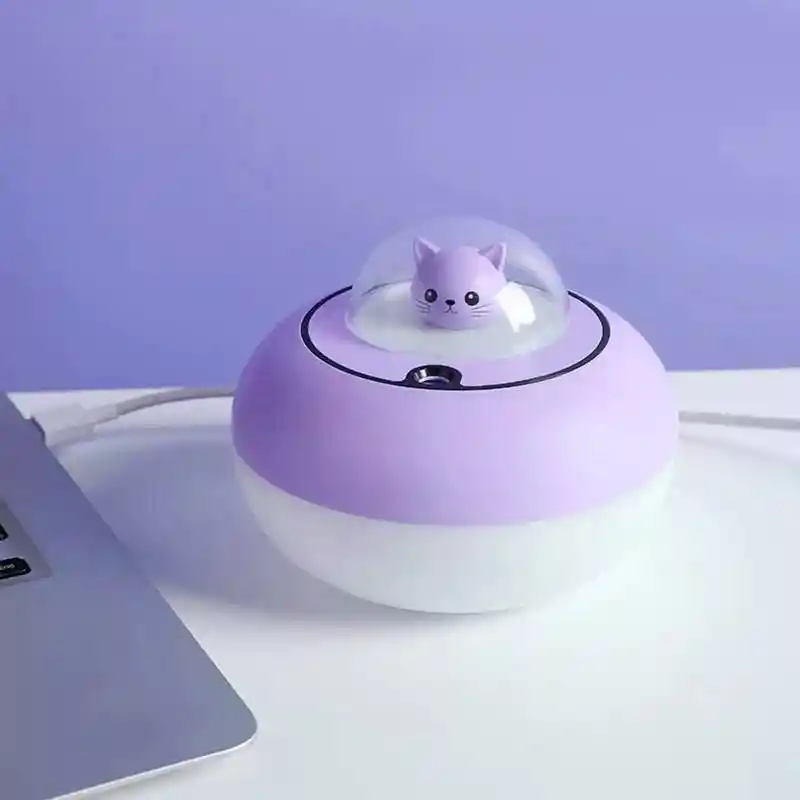 Humidificador Tierno Gatico Eléctrico Usb Con Lámpara Led Para El Hogar Aromaterapia Y Niños