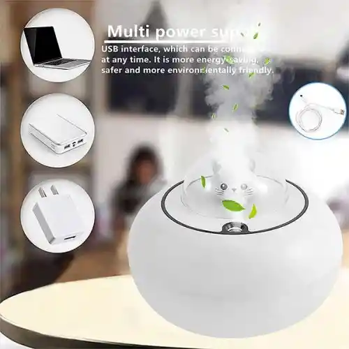 Humidificador Tierno Gatico Eléctrico Usb Con Lámpara Led Para El Hogar Aromaterapia Y Niños