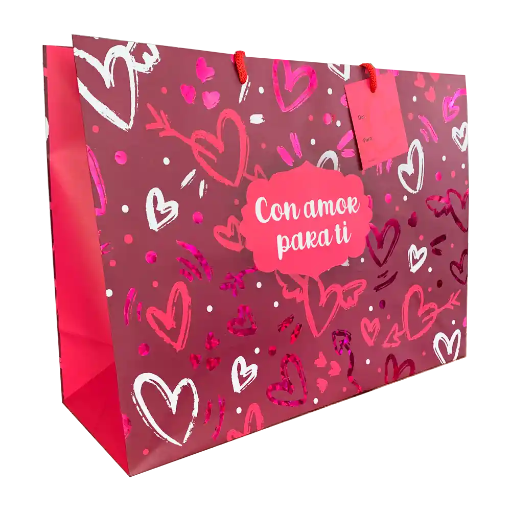 Bolsa De Regalo Premium Grande Horizontal Con Amor