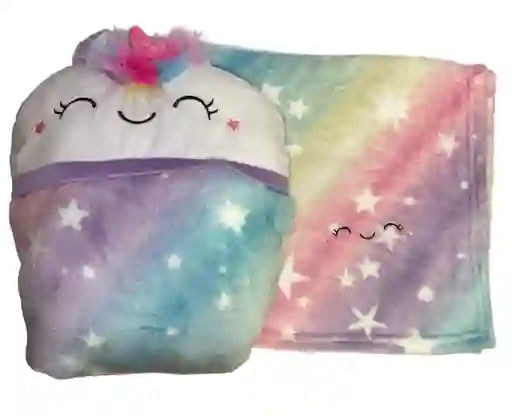 Peluche Cojin Con Cobija Unicornio