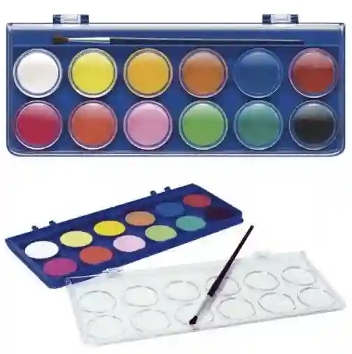 Pintura Acuarela Escolar En Estuche Y Caja Por X 12 Colores