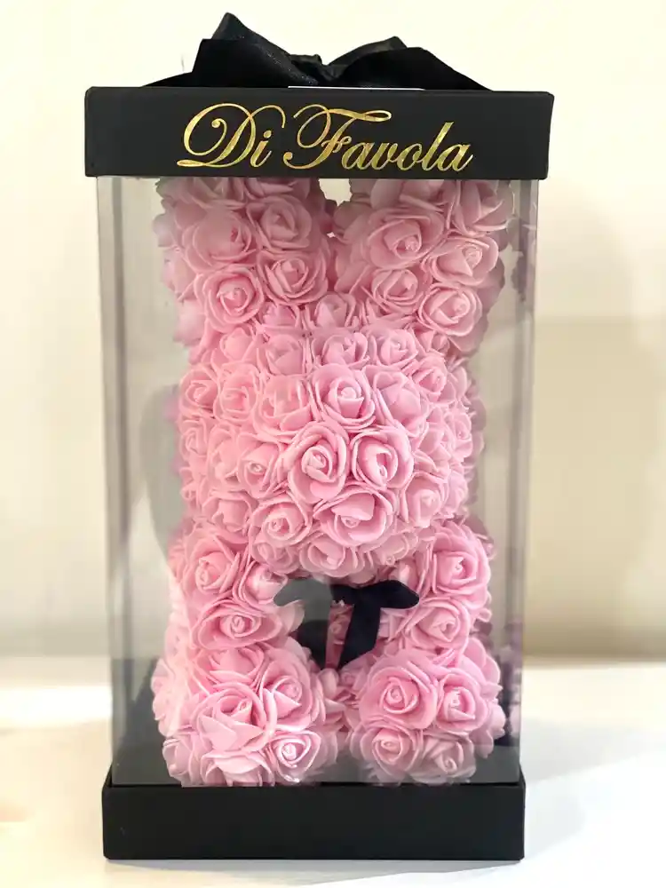 Conejito En 3d De Rosas Rosadas Pequeño.