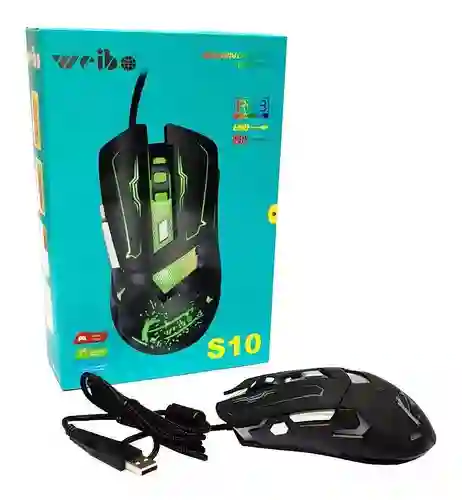 Mouse Gamer Usb Weibo S10 Gaming 6 Botones Color Negro