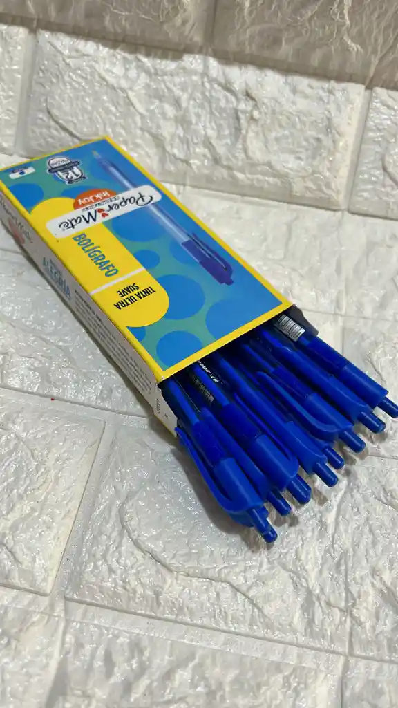 Lapicero Azul Retractil Kilometrico Caja X12