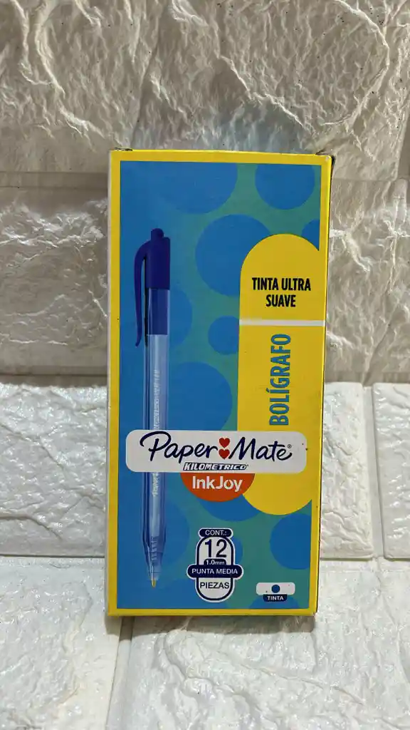 Lapicero Azul Retractil Kilometrico Caja X12
