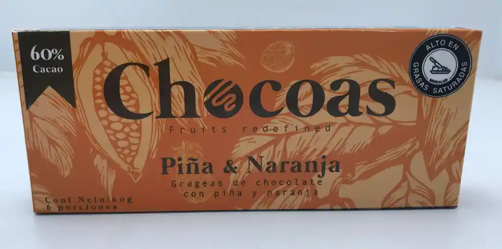 Grageas De Chocolate Con Piña Y Naranja 60g Chocoas