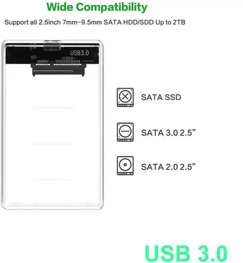 Caja Disco Duro Externa Transparente 3.0 Hdd Ssd 2.5