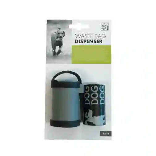 Dispensador De Bolsas M-pets Waste Gris Y Negro + 1 Rollo - Único