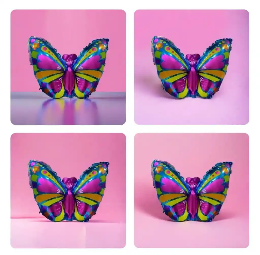 Globos Metalizados Mariposa Multicolor X 4 Unidades (pequeña)