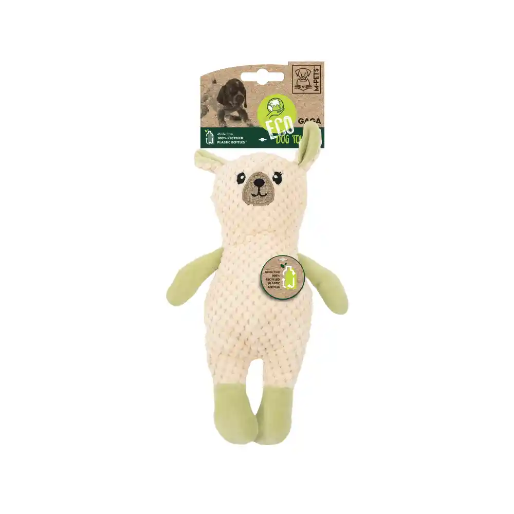 Peluche Para Perro M-pets Eco Gaga Verde Con Blanco - 29x17x8 Cm