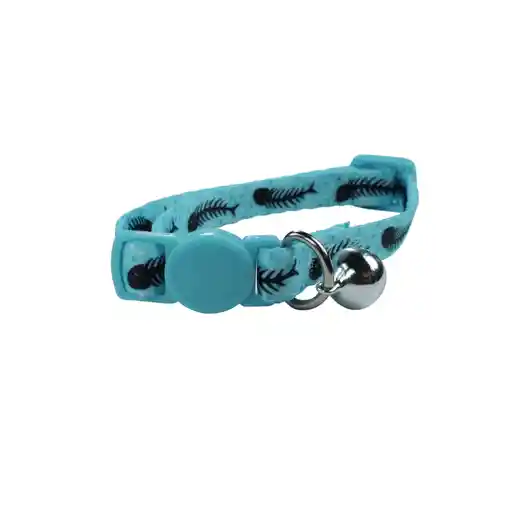 Zany Cat Eco Collar Light Blue Fish Bone